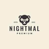 cabeça animal noturno hipster design de logotipo vetor gráfico símbolo ícone ilustração ideia criativa