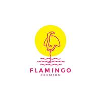 arte abstrata de linha de flamingo com design de logotipo de sol vetor gráfico símbolo ícone ilustração ideia criativa