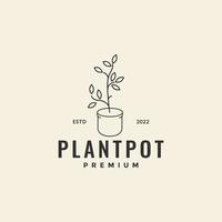 vasos minimalistas com planta design de logotipo hipster simples vetor gráfico símbolo ícone ilustração ideia criativa