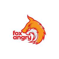 abstrata cabeça laranja raposa lobo design de logotipo com raiva vetor gráfico símbolo ícone ilustração ideia criativa