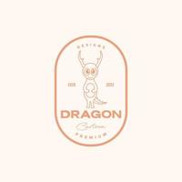 pequeno dragão com chifre e asas design de logotipo vetor gráfico símbolo ícone ilustração ideia criativa