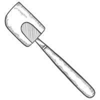 espátula utensílios de cozinha isolado doodle esboço desenhado à mão com estilo de contorno vetor