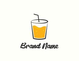 design de logotipo de refrigerante de copo de bebida vetor