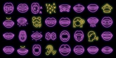 conjunto de ícones de articulação neon de vetor