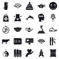 conjunto de ícones do budismo, estilo simples vetor