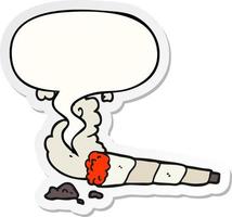 cigarro de desenho animado e adesivo de bolha de fala vetor