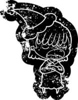 ícone angustiado dos desenhos animados de uma mulher falando alto usando chapéu de papai noel vetor
