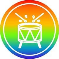 batendo tambor circular no espectro do arco-íris vetor