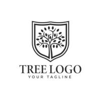 logotipo vetorial de um símbolo de escudo da natureza de uma folha ou árvore. adequado para ecologia, agricultura, reciclagem, proteção, administração, meio ambiente e emblema vetor