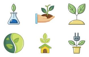 conjunto de ícones de plantas, estilo cartoon vetor