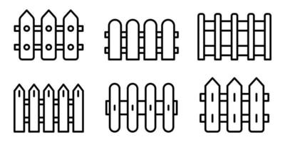 conjunto de ícones de cerca, estilo de contorno vetor
