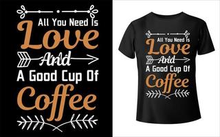 design de camiseta de café vetor de café eu amo design de camiseta de café