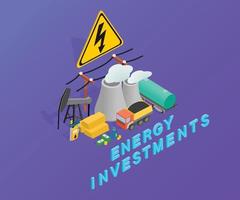 clipart de investimentos em energia, estilo isométrico vetor