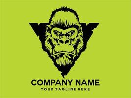 logotipo de cabeça de gorila em fundo verde vetor