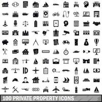 conjunto de 100 ícones de propriedade privada, estilo simples vetor