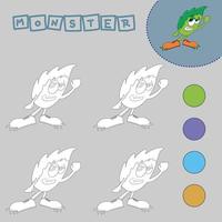 livro para colorir de monstros coloridos. jogos criativos educativos para crianças pré-escolares vetor