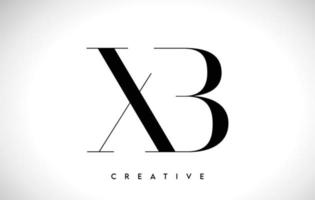 design de logotipo de carta artística xb com fonte serif em cores preto e branco ilustração vetorial vetor