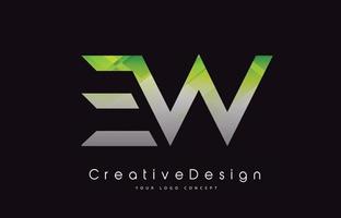 ew design de logotipo de carta. logotipo de vetor de letras modernas de ícone criativo de textura verde.