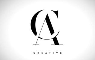 ca ac design de logotipo de carta artística com fonte serif em cores preto e branco ilustração vetorial vetor