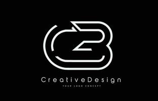 cb cb carta logotipo design branco cores pretas. vetor