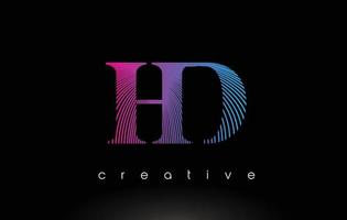 design de logotipo hd com várias linhas e cores azuis roxas. vetor