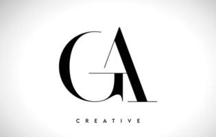 ga design de logotipo de carta artística com fonte serif em cores preto e branco ilustração vetorial vetor
