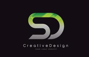 design de logotipo de carta sd. logotipo de vetor de letras modernas de ícone criativo de textura verde.