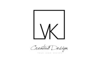 design de logotipo de carta de moldura quadrada vk com cores preto e branco. vetor