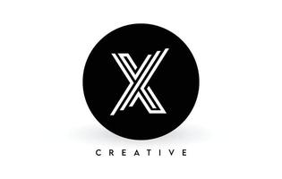 x design de logotipo de letra em um círculo preto. linhas brancas criativas um vetor de ícone de logotipo de carta