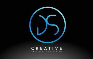 design de logotipo de letras neon azul ds slim. conceito criativo de carta limpa simples. vetor
