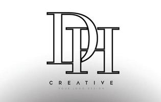 dh dh letter design logo logotipo ícone conceito com fonte serif e estilo clássico elegante look vector