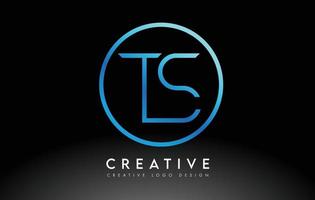 design de logotipo de letras neon azul ts slim. conceito criativo de carta limpa simples. vetor