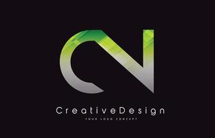 design de logotipo de carta cn. logotipo de vetor de letras modernas de ícone criativo de textura verde.