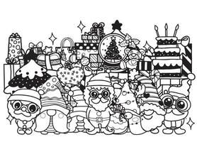 coleção de elementos de natal desenhados à mão, clipa festivo de ano novo vetor