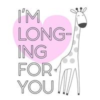 ícone gráfico de trocadilho de dia dos namorados girafa vetor