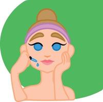 aplicação de óleo cosmético para melhorar a tez e restaurar a pele facial. ilustração vetorial vetor