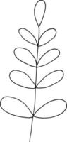 ícone de folhas abstratas. doodle desenhado à mão. vetor, escandinavo, nórdico, herbário de plantas monocromáticas de minimalismo vetor