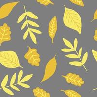 folhas de outono sem costura padrão em cores de tendências. doodle desenhado à mão. , minimalismo. têxtil, digital, papel de embrulho, fundo laranja, ouro amarelo vetor