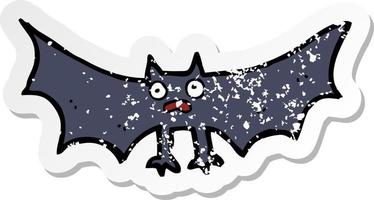 adesivo retrô angustiado de um morcego de desenho animado vetor