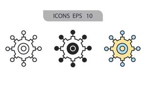 ícones de tecnologia simbolizam elementos vetoriais para infográfico web vetor