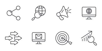 conjunto de ícones de marketing digital. elementos vetoriais de símbolo de pacote de marketing digital para web infográfico vetor