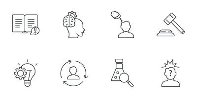 conjunto de ícones de pensamento crítico. elementos de vetor de símbolo de pacote de pensamento crítico para web infográfico