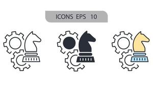 ícones de estratégia simbolizam elementos vetoriais para infográfico web vetor