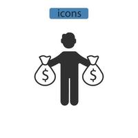 ícones de finanças simbolizam elementos vetoriais para infográfico web vetor