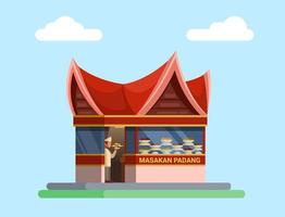 rumah makan padang aka restaurante tradicional de padang, indonésia construindo vetor de ilustração