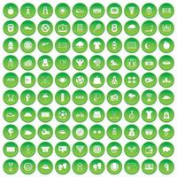 100 ícones de tênis definir círculo verde vetor