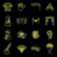 conjunto de ícones de teatro neon vector