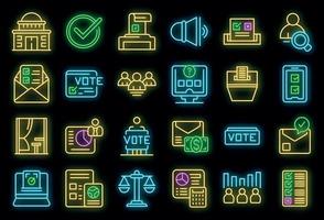 conjunto de ícones de cabine de votação neon vector