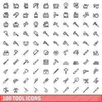 conjunto de 100 ícones de ferramentas, estilo de contorno vetor