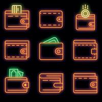 conjunto de ícones de carteira vector neon